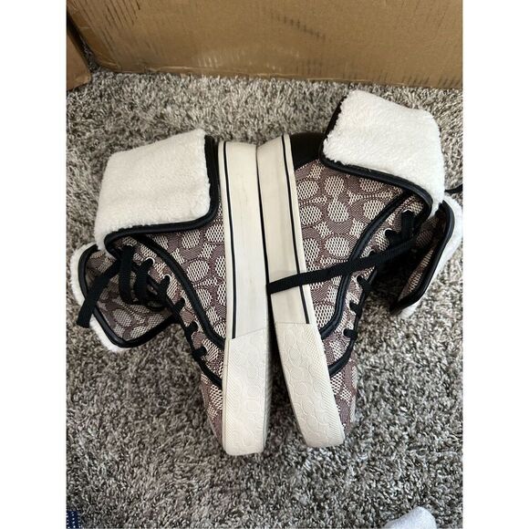 Coach Monogram Jacquard Foldover High Top Sneakers Size 8 - Picture 5 of 12